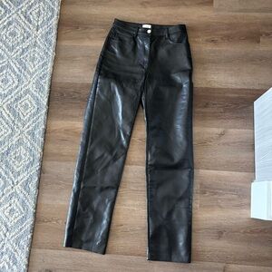 Aritzia vegan leather pants black